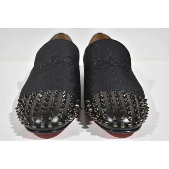 Christian Louboutin Navy Spooky Flat Black Spike Oxford Dress Loafer 42.5 9.5